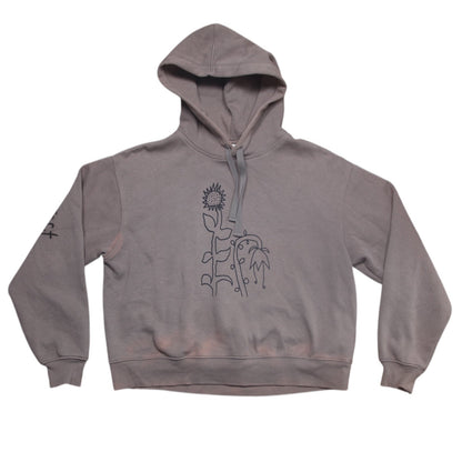 Graphic Screenprint Upcycled Sustainable Hoodie (L)