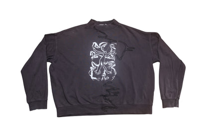 Graphic Screenprint Upcycled Sustainable Jumper (XXL)