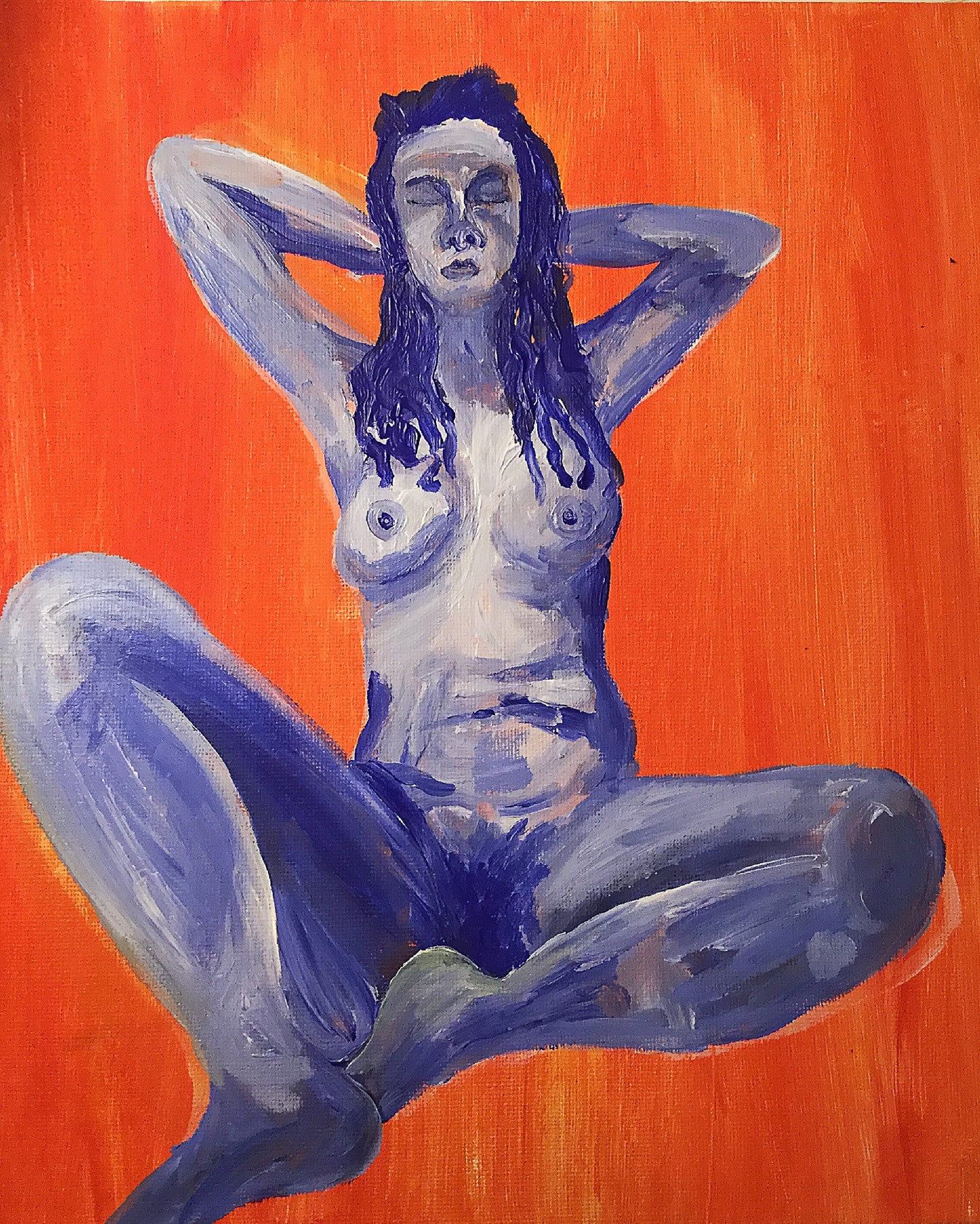 Life Model Acrylic Painting – Blue & Orange